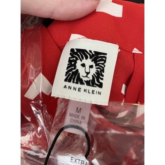 Anne Klein $69 Charleston Printed Short Sleeve Blouse Size M - Picture 3 of 4